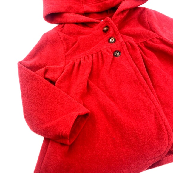 Baby Sweater Girls Size 6-9m Red Carter's Buttons Hooded Winter Soft Children - Picture 3 of 8